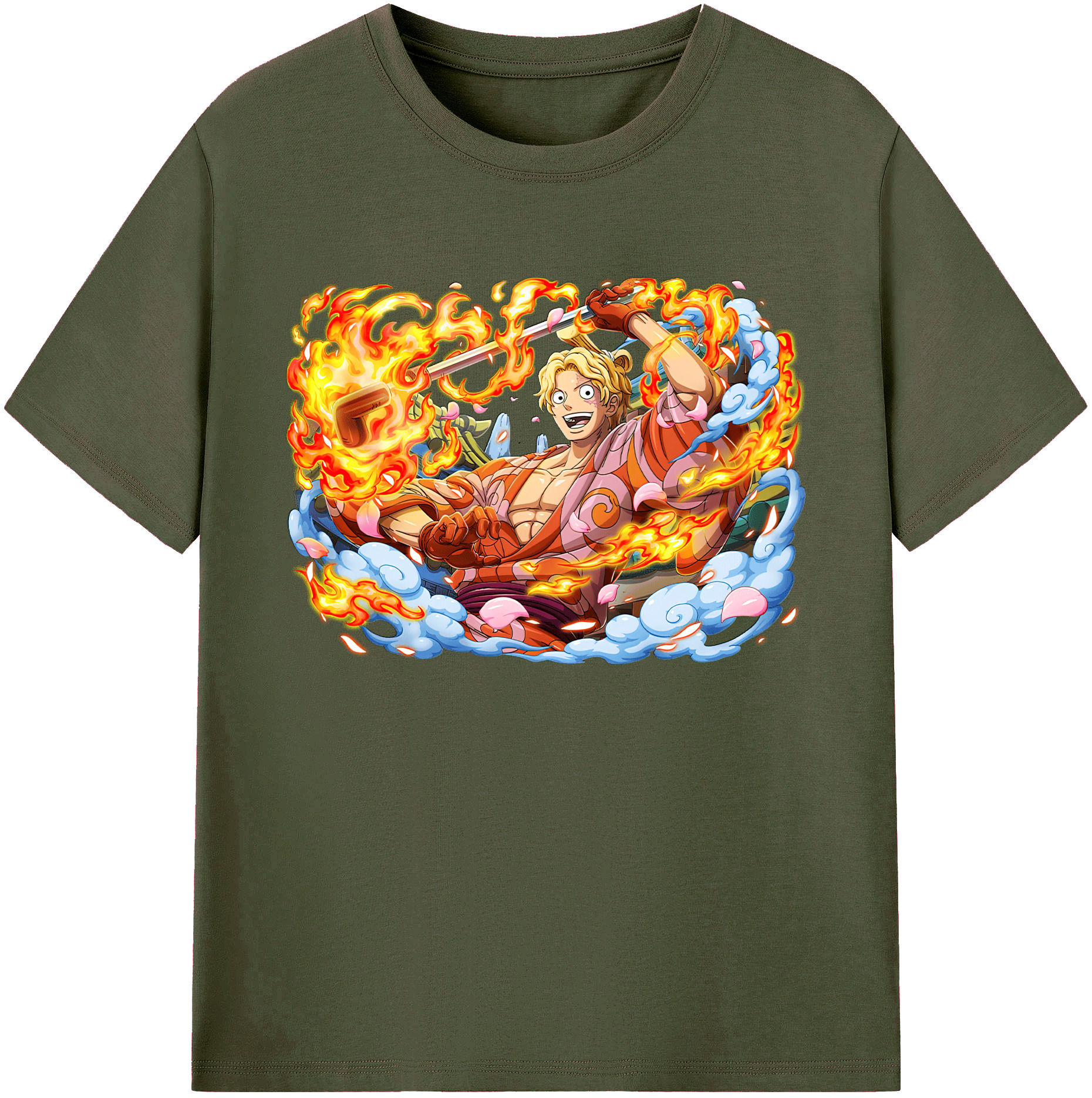（画像用） ワンピース サンジ ONE PIECE Sanji 綿100％ メンズ半袖Tシャツ｜肌触りやわらか＆通気性